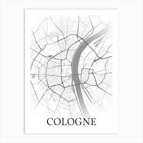 Cologne, North Rhine Westphalia, Germany, City Map, Black And White Fade Design Poster