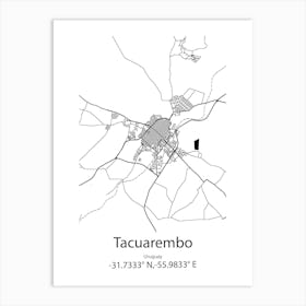 Tacuarembo,Uruguay Minimalist Map Art Print