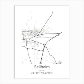 Bellheim,Germany Minimalist Map Art Print