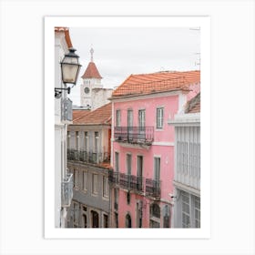 Pastel Charm Lisbon S Pink Facade Art Print