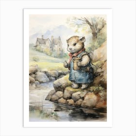 Storybook Animal Watercolour Otter 3 Art Print