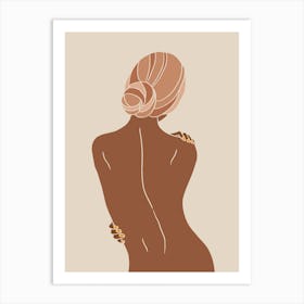 Girl With Bun Backview Tan Blonde Art Print