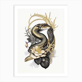 Sumatran Pit Viper Snake Gold And Black Art Print