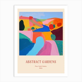 Colourful Gardens Powis Castle Gardens Wales 4 Red Poster Art Print