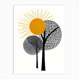 Sun And Trees Abstract Art Print