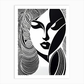 Linocut Piece Depicting of a woman, woman art, 159 Art Print