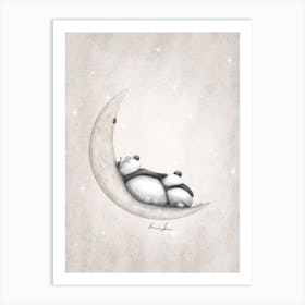 Sweet Dreams Panda On The Moon Art Print