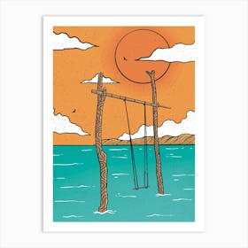 Swinging On The Beach Art Print