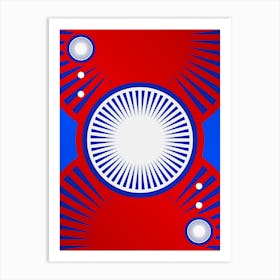 Geometric Abstract Glyph in White on Red and Blue Array n.0068 Art Print