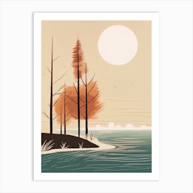 Autumn , Fall, Landscape, Inspired By National Park in the USA, Lake, Great Lakes, Boho, Beach, Minimalist Canvas Print, Travel Poster, Autumn Decor, Fall Decor 12 Art Print