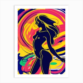 Vibrant Abstract Nude Woman Art Print