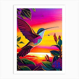 Hummingbird At Sunrise Marker Art Art Print