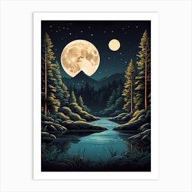 Full Moon In The Forest 3 Art Print