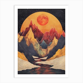 Moon Over The Mountains Art Print