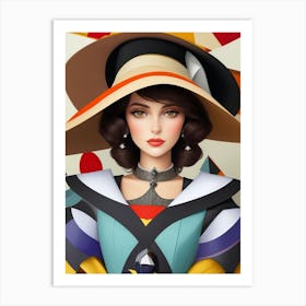 Woman In A Hat - Cubism 14 Art Print