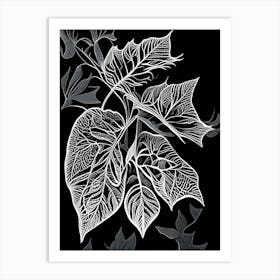 Schisandra Leaf Linocut Art Print