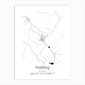 Feilding,New Zealand Minimalist Map Art Print