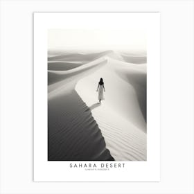 Poster Of Sahara Desert, Black And White Analogue Photograph 2 Art Print