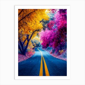 Vibrant Autumn Road – A Colorful Journey Through Nature's Palette Art Print