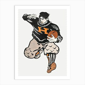 Vintage American Football Player Vintage Drawing, Edward Penfield Art Print