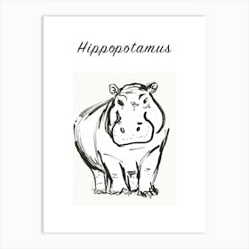 B&W Hippopotamus Poster Art Print