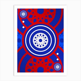 Geometric Abstract Glyph in White on Red and Blue Array n.0065 Art Print