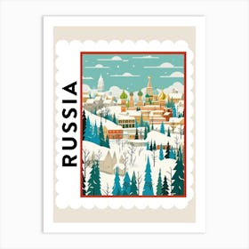Retro Winter Stamp Poster Moscow Russia 1 Art Print