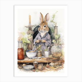Bunny Kitchen Rabbit Prints Watercolour 1 Art Print