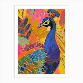 Colourful Brushwork Peacock 1 Art Print
