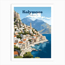 Kalymnos Greece Seaside Modern Travel Illustration Art Print