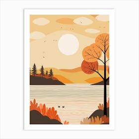 Autumn , Fall, Landscape, Inspired By National Park in the USA, Lake, Great Lakes, Boho, Beach, Minimalist Canvas Print, Travel Poster, Autumn Decor, Fall Decor 8 Art Print