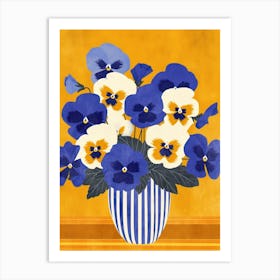 Pansy Flowers On A Table   Contemporary Illustration 3 Art Print