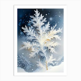 Fernlike Stellar Dendrites, Snowflakes, Storybook Watercolours 3 Art Print