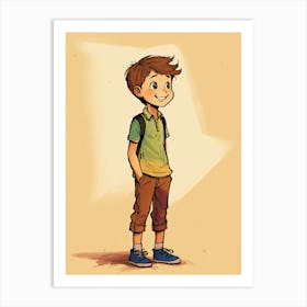 Boy With Backpack Art Print