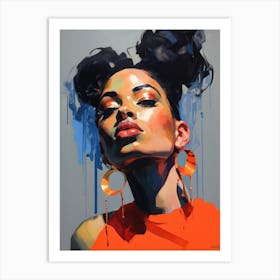 Woman With Big Earrings Art Print