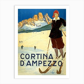 Happy Skier at Cortina Di Ampezzo, Italy Art Print