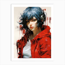 Red Jacket Girl Art Print