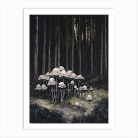 Dark Gothic Mushrooms In The Forest Art Print