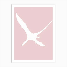 Pink Pterodactyl Dinosaur Silhouette 1 Art Print