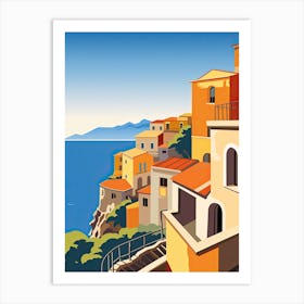 Amalfi Coast, Italy, Bold Outlines 3 Art Print
