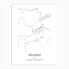 Werdohl,Germany Minimalist Map Art Print