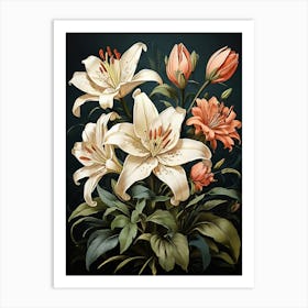 Lilies Flower Illustration Art Print 2 Art Print