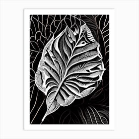 Carob Leaf Linocut 1 Art Print