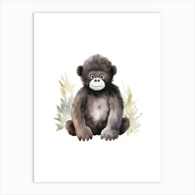 Gorilla Watercolor Painting Art Print