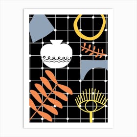 Still Life On Checkered Table Art Print