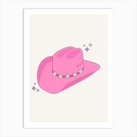 Cowboy Hat Pink Art Print