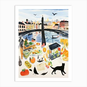 The Food Market In Stockholm 1 Illustration Art Print