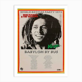 Bob Marley Original 1978 Babylon By Bus Tour Concert Poster Art Print