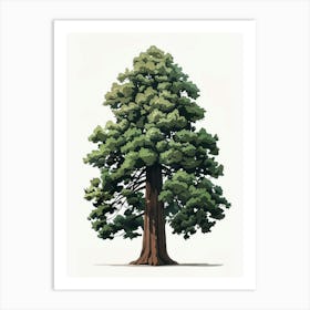 Sequoia Tree Pixel Illustration 3 Art Print