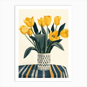 Tulip Flowers On A Table   Contemporary Illustration 3 Art Print